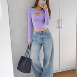 Lavender Ribbed Top with Sky blue wishker jeans (Full out fit )