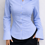 Fitted shirt in blue striped