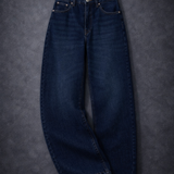 Blue high waist white shade baggy jeans | womens