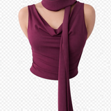 Draped Halter Top & Wide-Leg Jeans