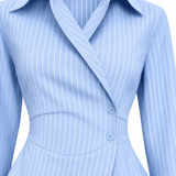 Women's Powder Blue Wrap Shirt & Wide Leg Denim Jeans Co-Ord Set
