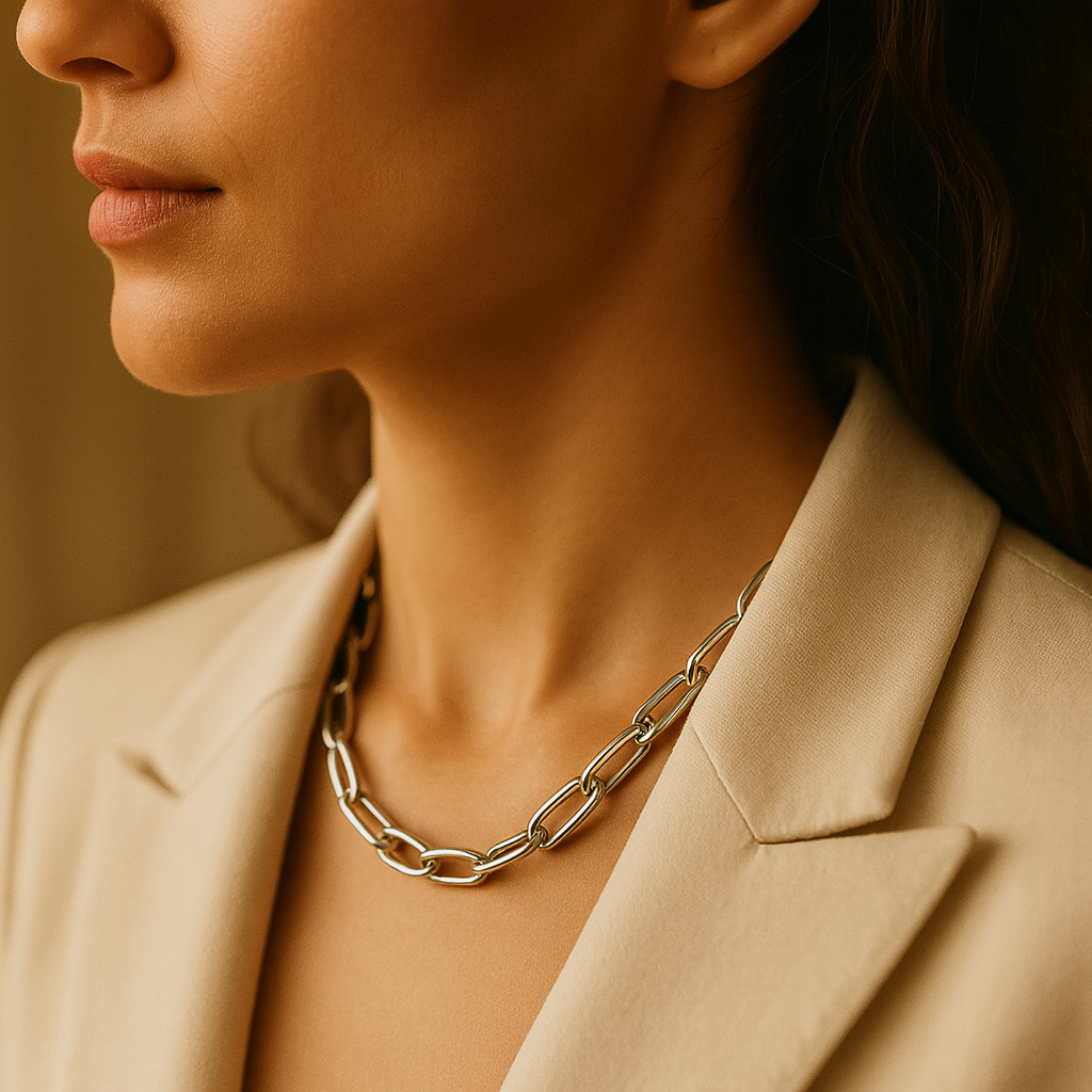 Silver paperclip necklace | women | Veersha