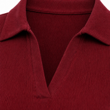 Burgundy Elegance Top & Black Wide-Leg Trouser Set