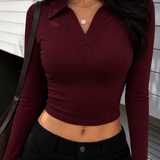 Wine Luxe Collared Top