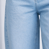 Ribbed Turtleneck Top with Baggy Sky Blue Denim & Puffer Vest Co‑ord Set