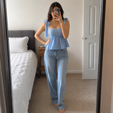 Gingham Bow Peplum To