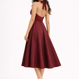 Bow Detail Halter Neck Midi Dress