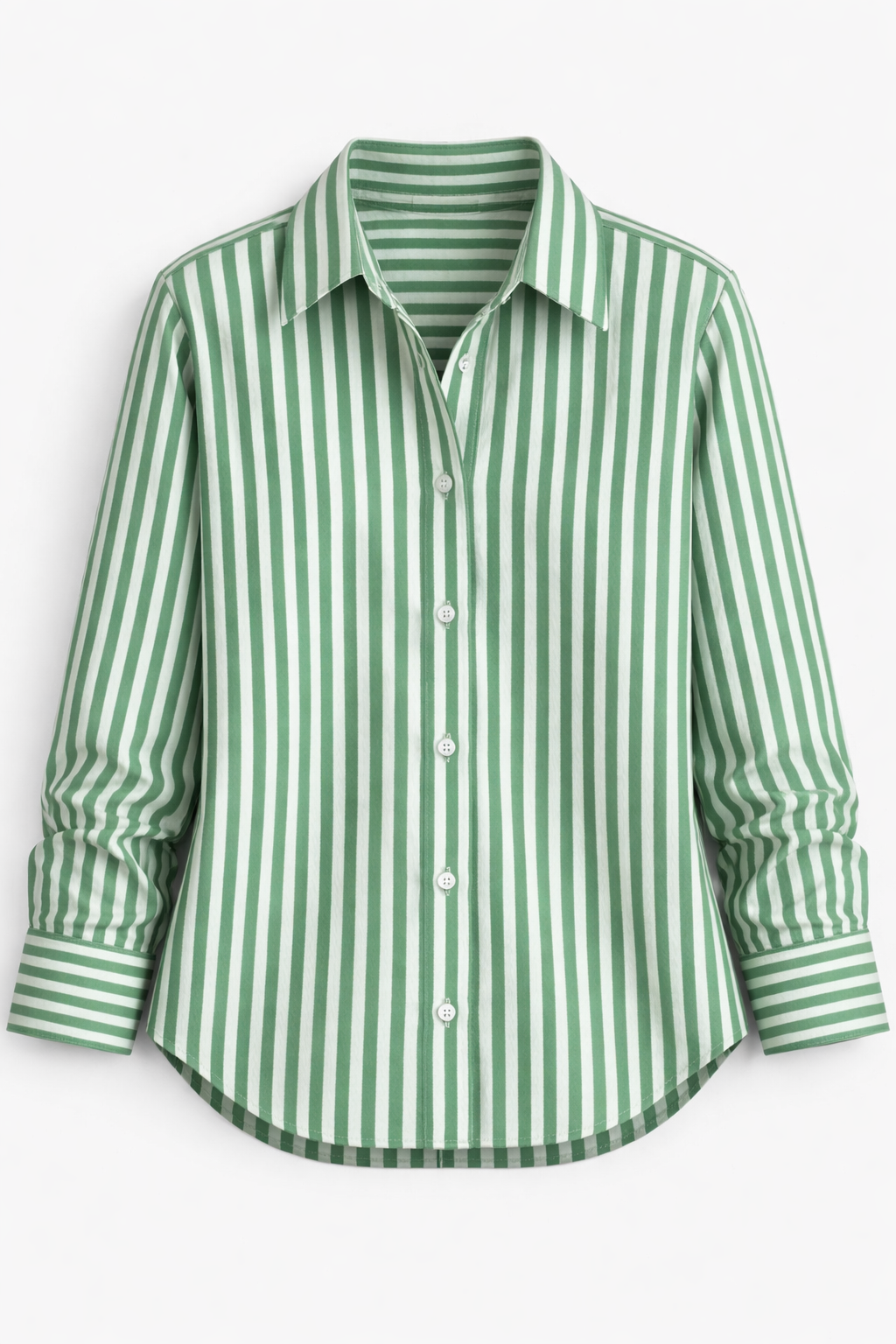 Broad green striped shirt  with Light Blue baggy jeans