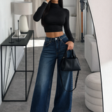 Blue wishker jeans | Black lace top (Full outfit )
