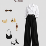 Classic White Shirt & Black Wide-Leg Trousers Co-Ord Set