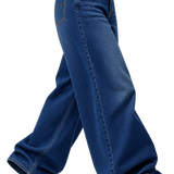 Blue Broad Striped Shirt with Relaxed Wide-Leg Jeans