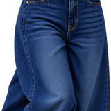 Blue Broad Striped Shirt with Relaxed Wide-Leg Jeans