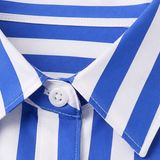 Blue Broad Striped Shirt with Relaxed Wide-Leg Jeans