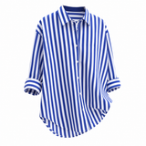 Blue broad striped shirt | Vintage shirt | womens