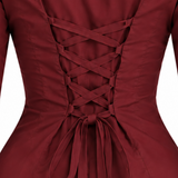 Maroon Flared Sleeve Shirt with Black Wide-Leg Trousers