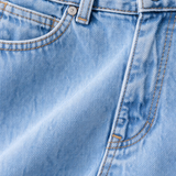 Broad green striped shirt  with Light Blue baggy jeans