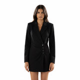 Blazer Mini Dress with Asymmetric Button Detail - Black