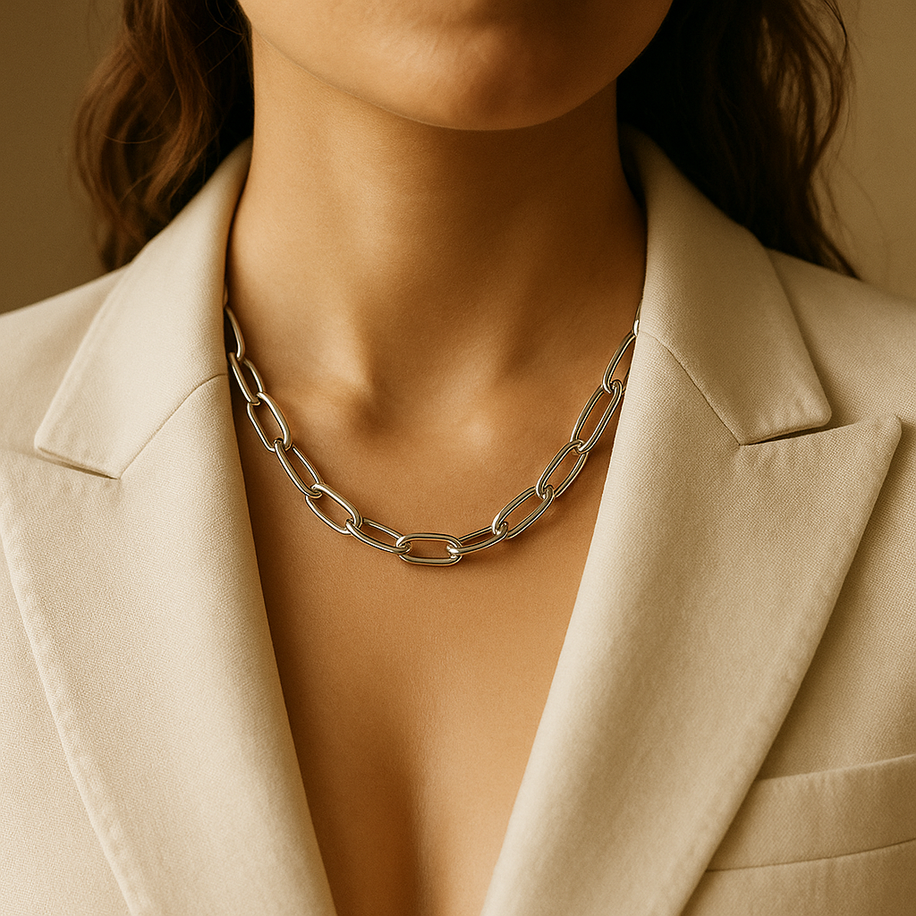 Silver paperclip necklace | women | Veersha