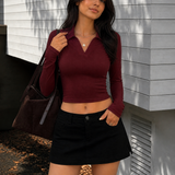 Wine Luxe Collared Top