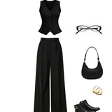 Velintion Vest with High-Waist Tailored Pant | Power Co-Ord Set
