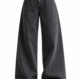 Brown broad striped shirt with charcoal baggy jeans | full outfit