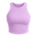 Lavender High Neck Crop Top with Blue High Waist Bootcut Jeans Set