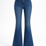 Lavender High Neck Crop Top with Blue High Waist Bootcut Jeans Set