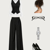 Black Waistcoat Formal Set | full outfit