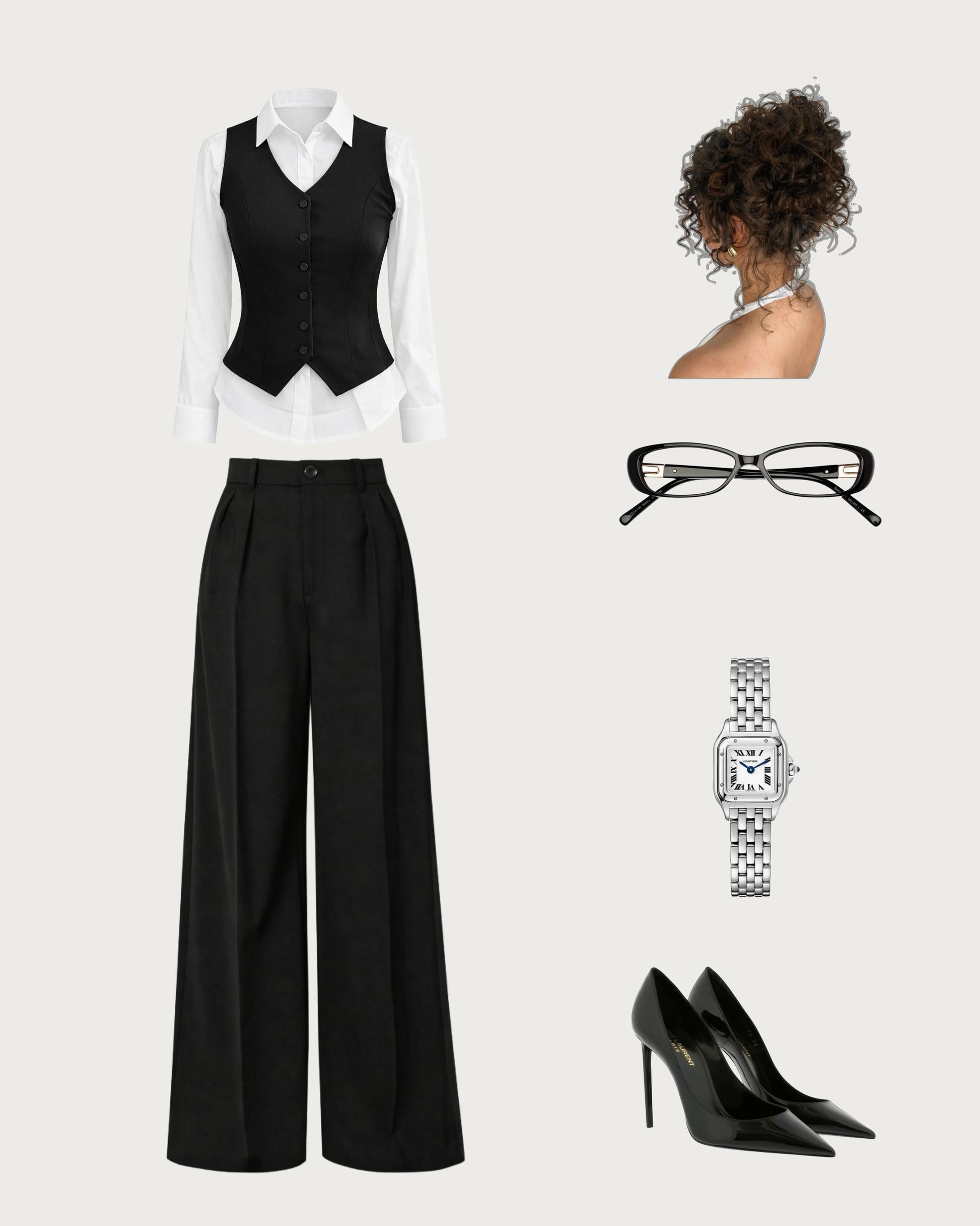 Black Waistcoat Formal Set | full outfit