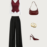 Wine Waistcoat Formal Set | full outfit