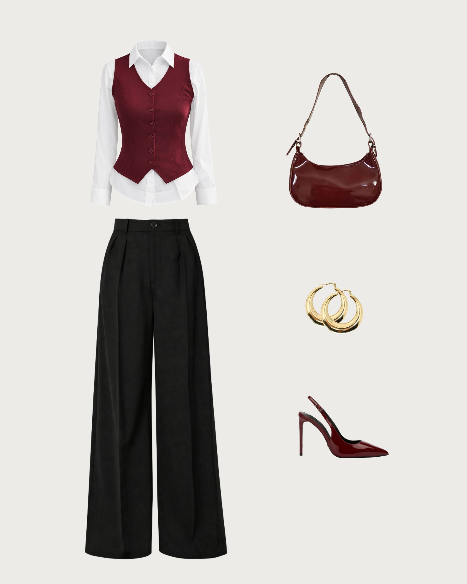 Wine Waistcoat Formal Set | full outfit