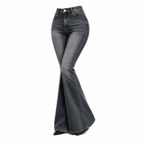 Women's White Polo T-Shirt & Black Bell Bottom Jeans Co-Ord Set