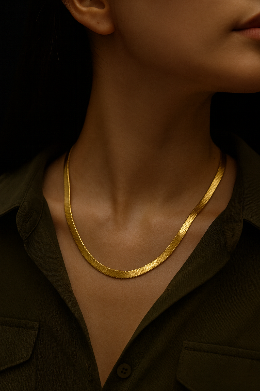 Herringbone gold necklace | Women