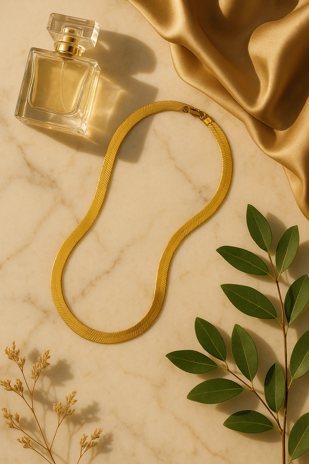 Herringbone gold necklace | Women