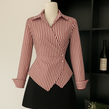Tailored Fit Stripe Wrap Shirt for Women