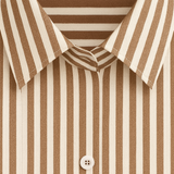 Classic Brown Striped Shirt with Pleated Trousers & Cable-Knit Sweater Coordinate Set