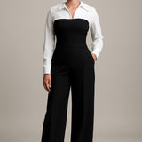 white shirt design | black top| black trouser (pant)