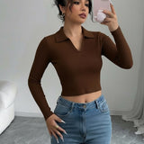 Polo brown full sleeve top