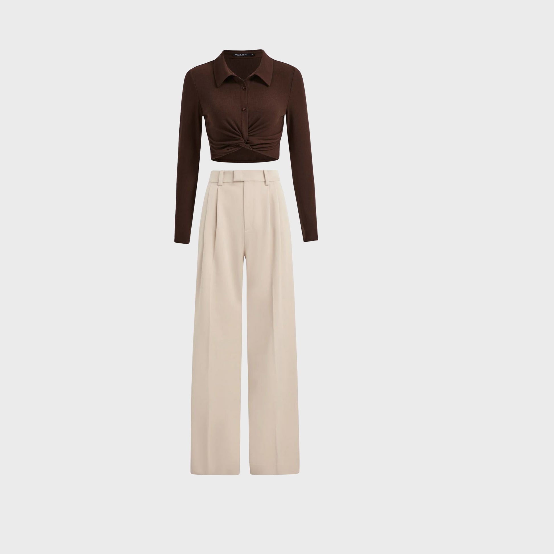 Off White high waist pant and Brown top - full set