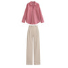 Off white High waist pant (trouser ) | Red striped shirt ( women )