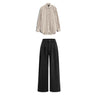 Black High waist pant (trouser ) | Brown striped shirt ( women )