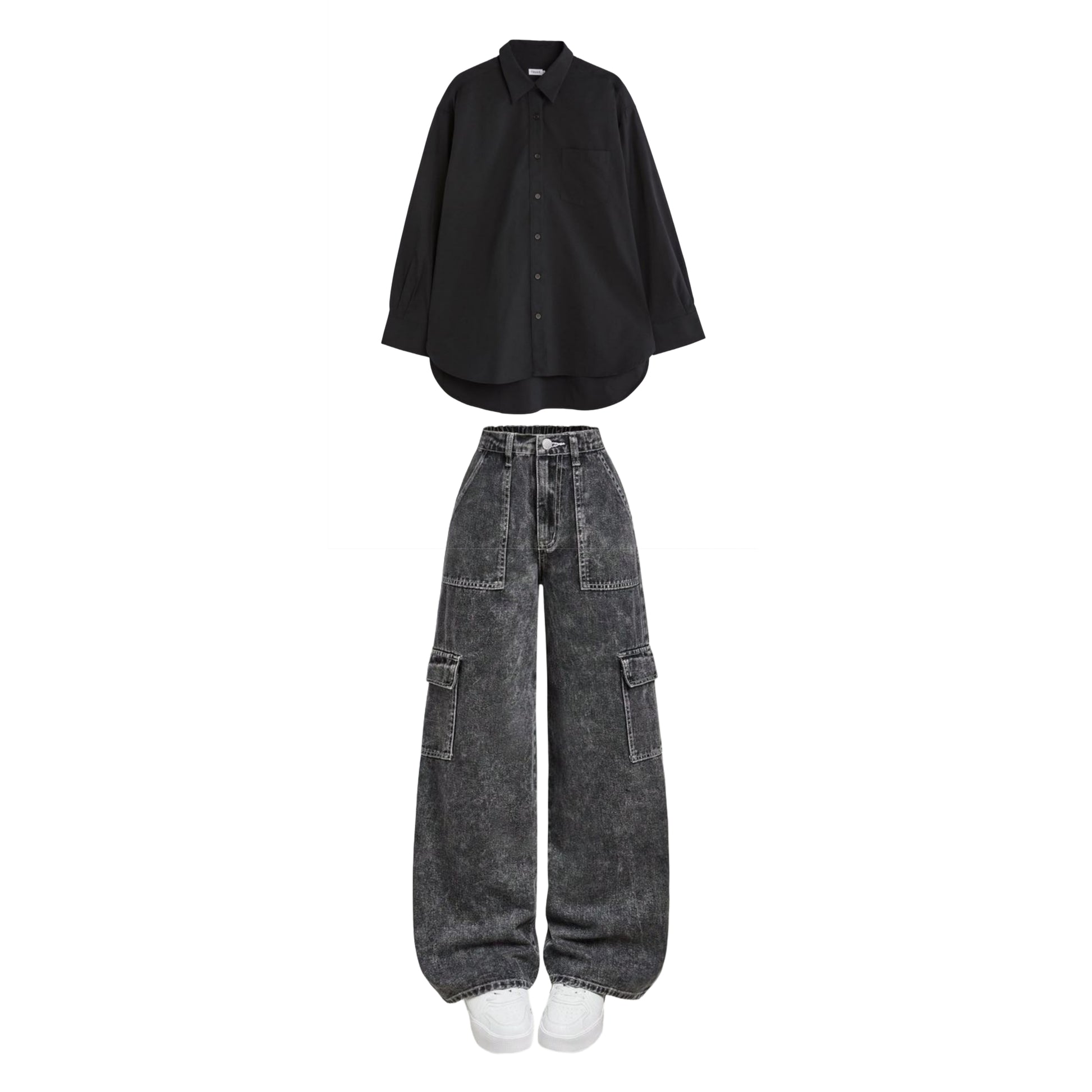 Charcoal High waist cargo jeans | Black ( women ) (Copy)