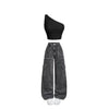 A charcoal cargo jeans | Black top (Full set)