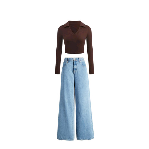 A Baggy jeans | Brown top (Full set )