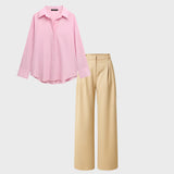 Beidge pant (trouser ) | Baby pink shirt plain (women )
