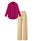 Beidge pant (trouser ) | Hot pink shirt plain (women )