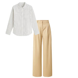 Beidge pant (trouser ) |White striped shirt (women )