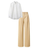 Beidge High waist pant (trouser ) | white shirt plain (women )