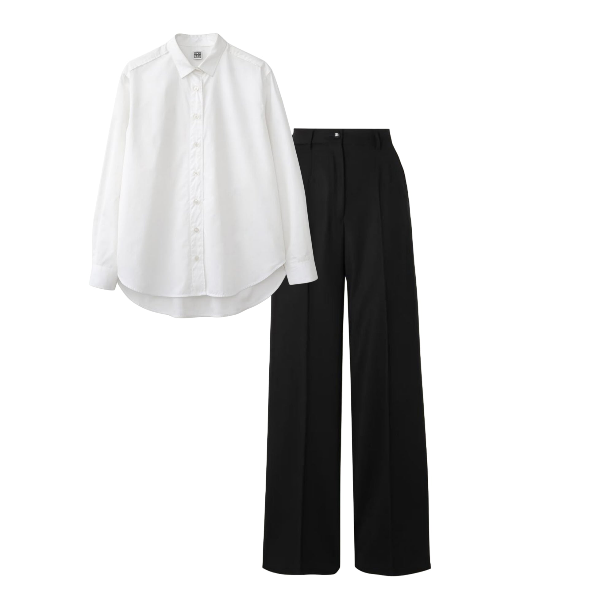 Black pant (trouser ) |White plain shirt (women )