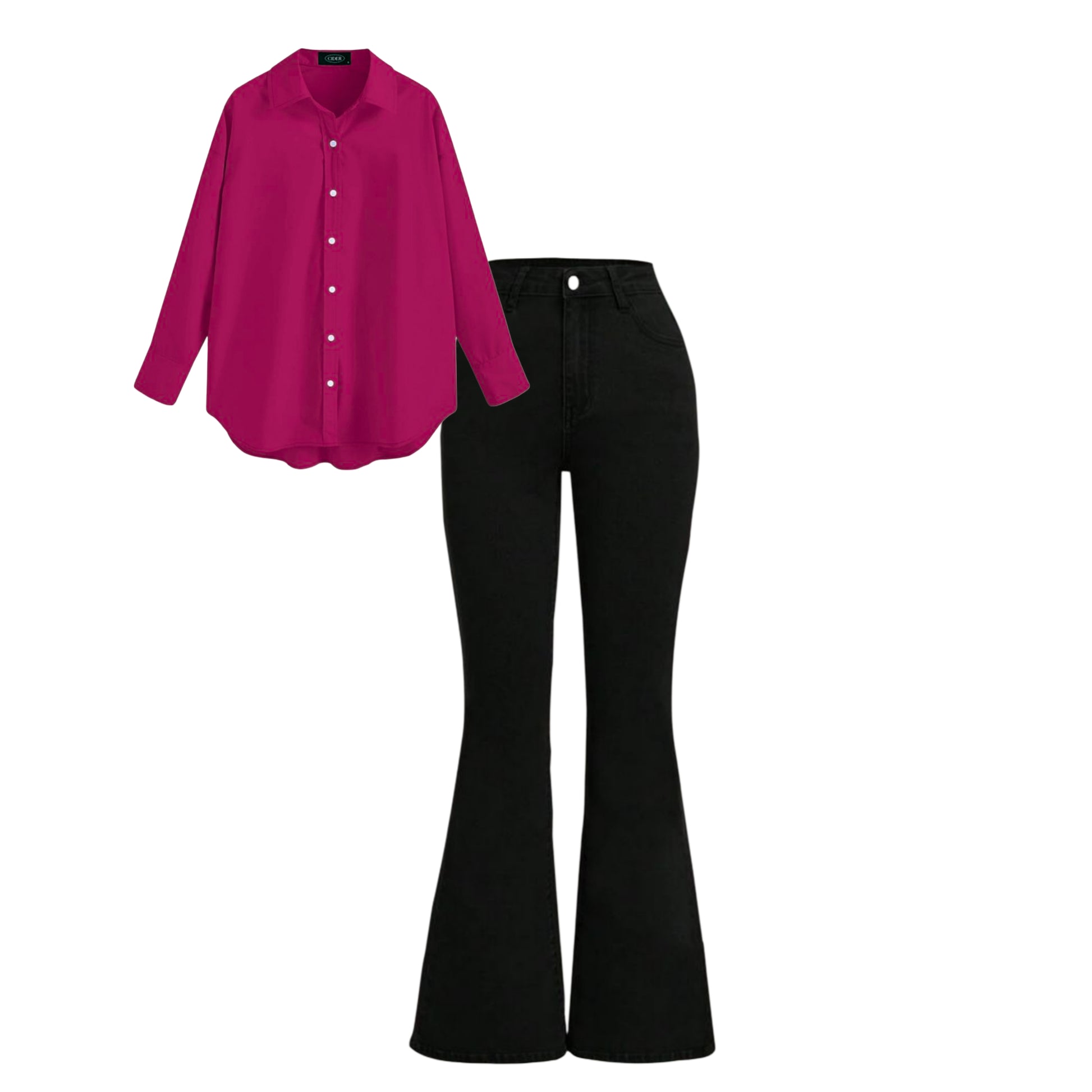Black bell bottom jeans |Hot pink shirt | Womens